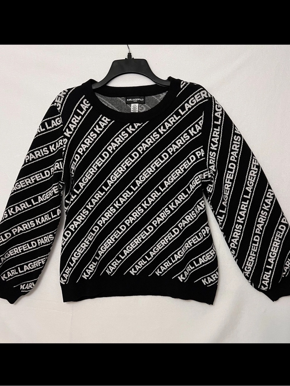 Karl Lagerfeld Paris Diagonal KLP Sweater in Black/White -Size L